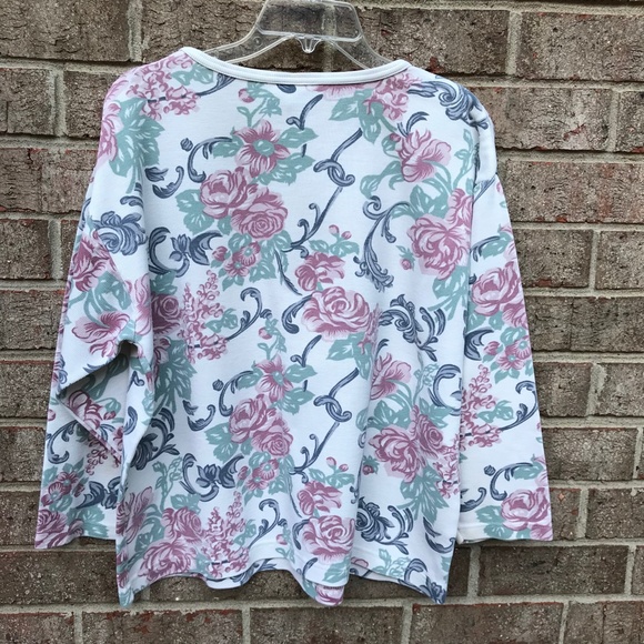 80's Vintage PEBBLE COURT Floral Pullover | L - Picture 10 of 11